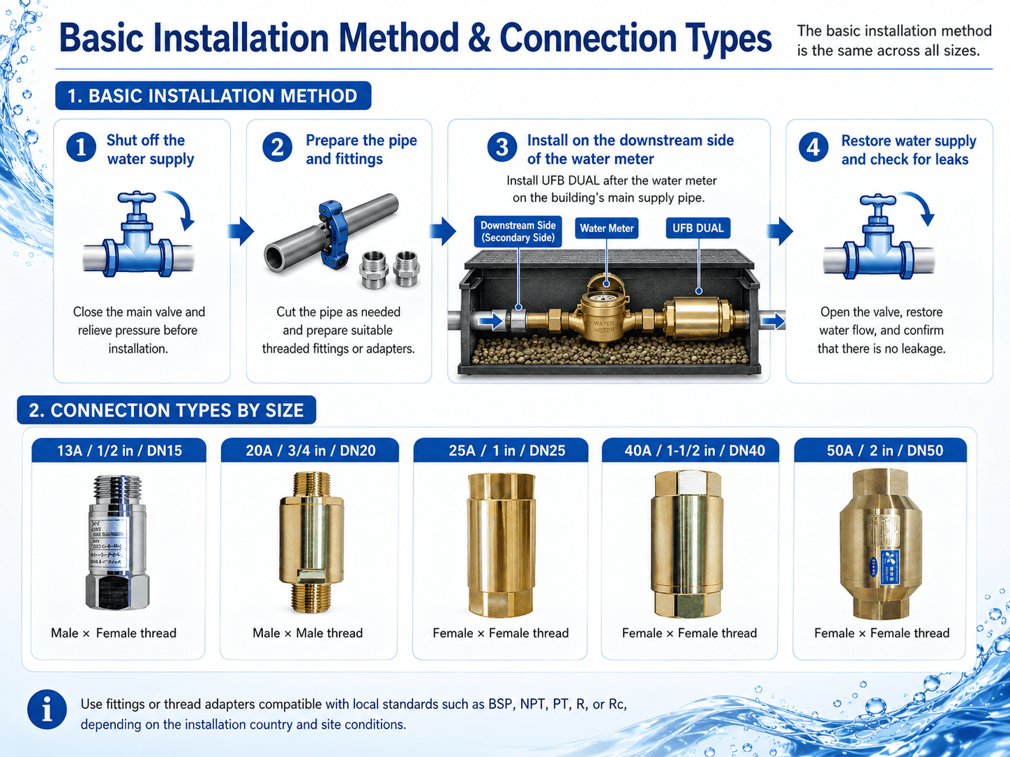Basic installation method and connection types